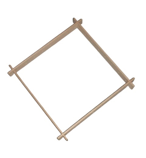 Wooden frame with drill holes